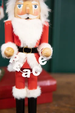 Hot 15" Santa Nutcracker With Peace Garland Christmas Accents