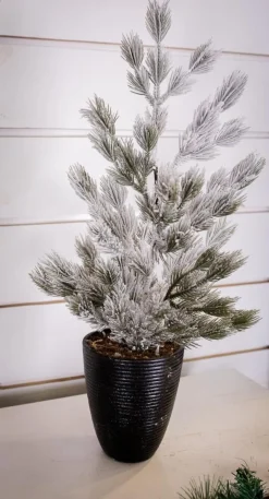 Cheap 24" Snow Tree In Black Container Christmas Accents
