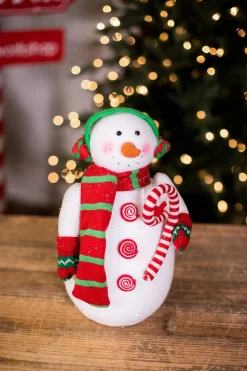 Outlet 15” Snowman With Candy Cane Christmas Accents