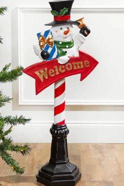 Sale 36” Snowmen With Welcome Sign Christmas Resin