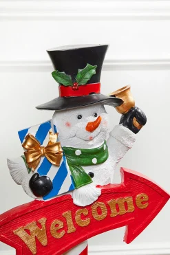 Sale 36” Snowmen With Welcome Sign Christmas Resin