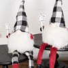 Store 7” Star Wand Buffalo Check Sitting Gnome Christmas Accents