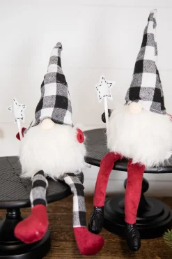 Store 7” Star Wand Buffalo Check Sitting Gnome Christmas Accents