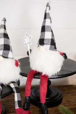 Store 7” Star Wand Buffalo Check Sitting Gnome Christmas Accents