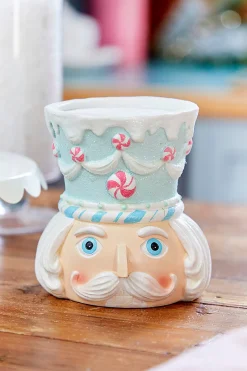 Best 5.5” Teal Resin Pastel Candy Nutcracker Candle Holder Christmas Accents