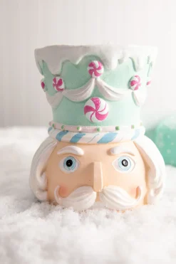 Best 5.5” Teal Resin Pastel Candy Nutcracker Candle Holder Christmas Accents