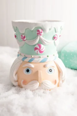 Best 5.5” Teal Resin Pastel Candy Nutcracker Candle Holder Christmas Accents