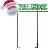 Cheap 36" Welcome Yard Sign - Santa Face - Red/Green/Pure White 190L Outdoor Lighting
