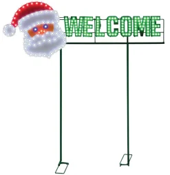Cheap 36" Welcome Yard Sign - Santa Face - Red/Green/Pure White 190L Outdoor Lighting