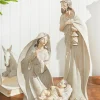 Online 7-18" Whitewash Nativity With Gold Trim - Set Of 9 Christmas Accents