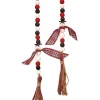 New 34” Wood Bead Snowman With Plaid Garland Christmas Garlands