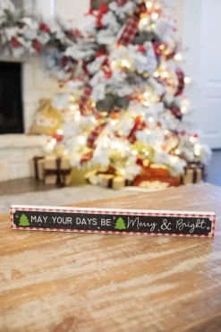 Cheap 23.6 Wood Holiday Block Sign Christmas Accents