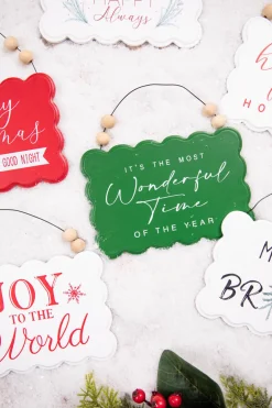 Discount 6.6” Wood Holiday Sign Ornament Christmas Accents