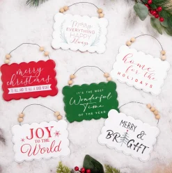 Discount 6.6” Wood Holiday Sign Ornament Christmas Accents
