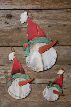 Outlet 18" Wood Snowman Head Wall Decor - Set Of 3 Christmas Accents