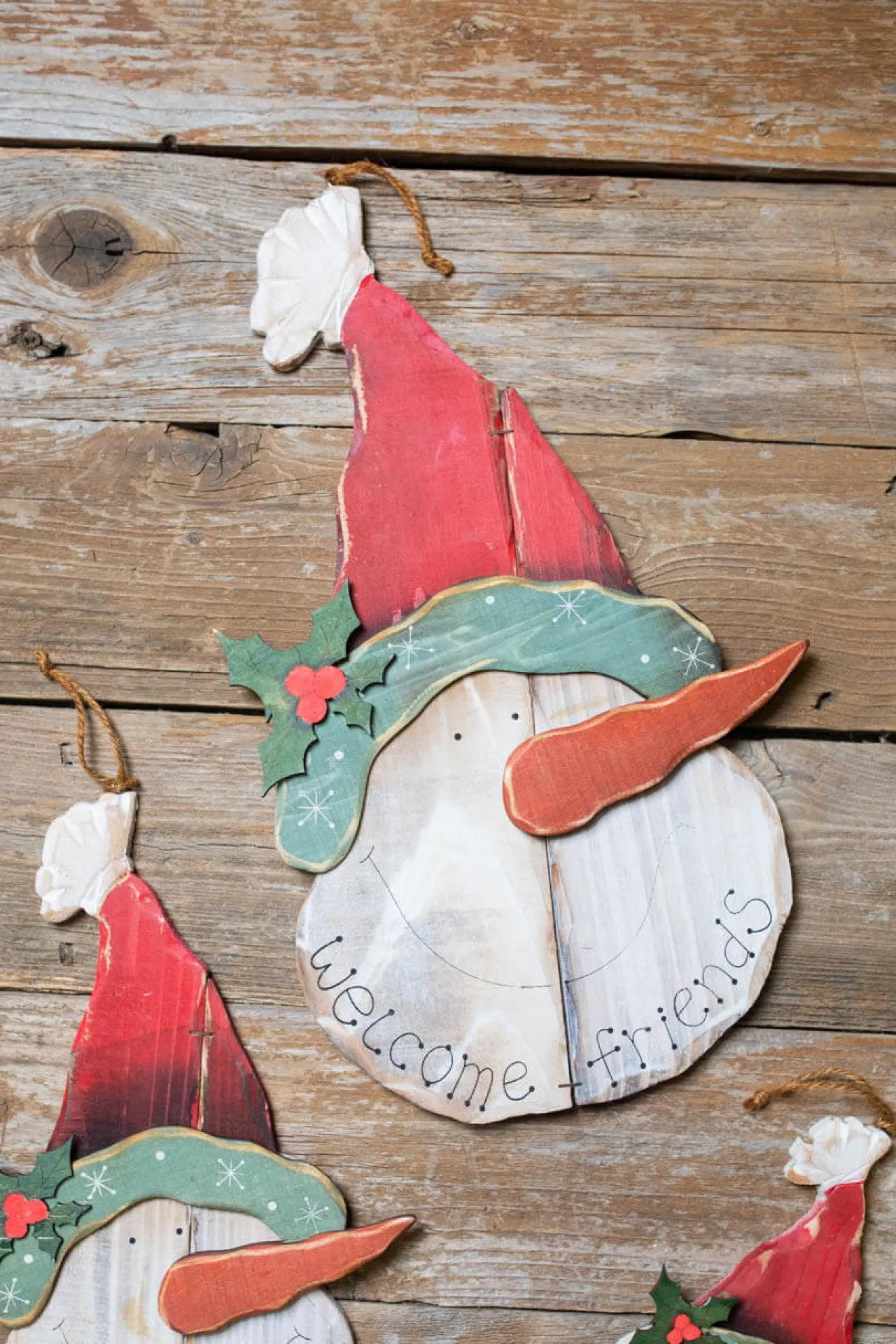 Outlet 18" Wood Snowman Head Wall Decor - Set Of 3 Christmas Accents