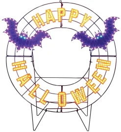 Best 40" Wreath - Happy Halloween With Bats With 293 Lights Outdoor Lighting