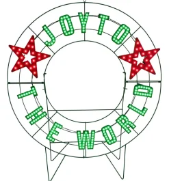 Best 40" Wreath - Joy To The World With Stars With 223 Lights Outdoor Lighting