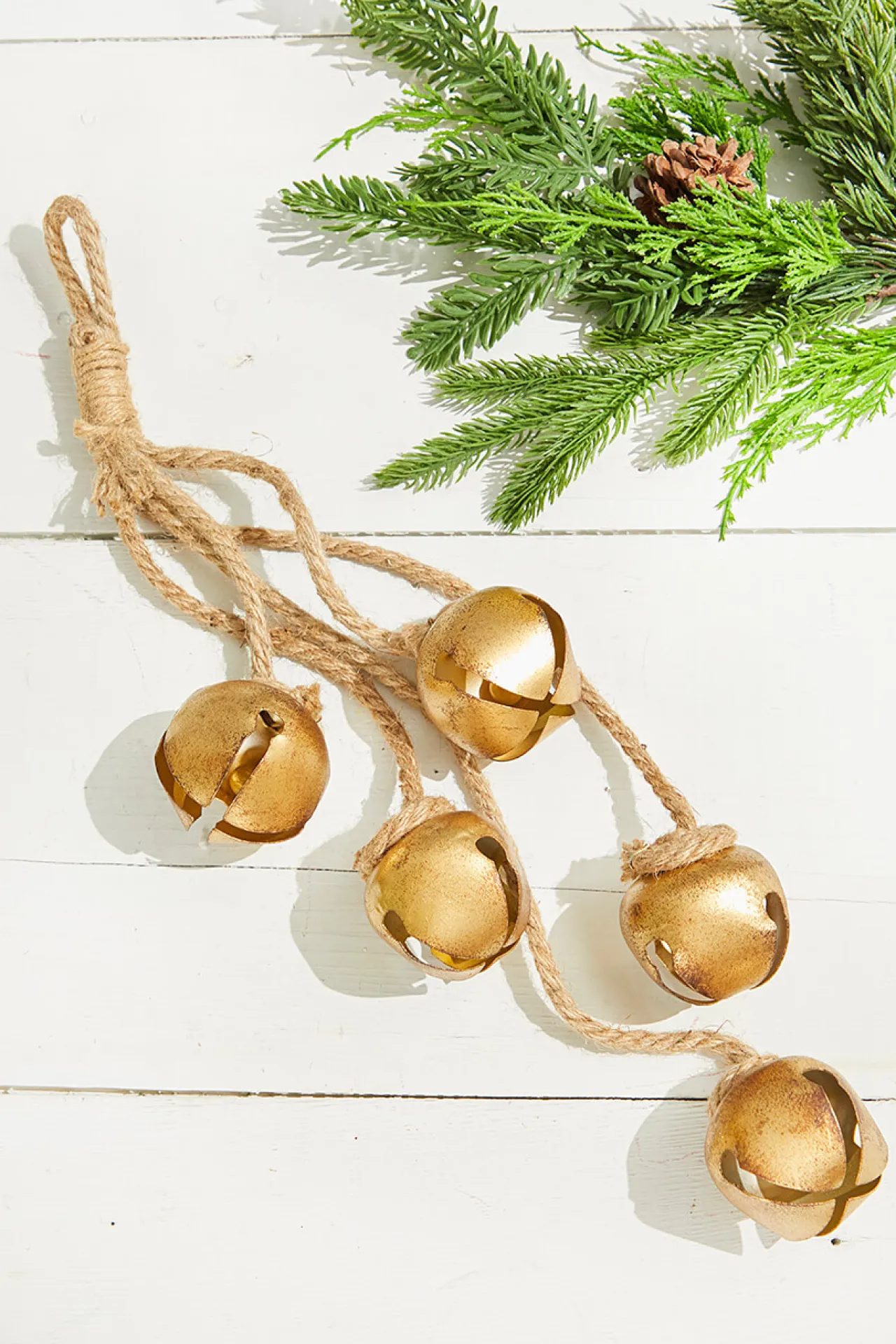 Fashion 20" X 2.5" Metal Bells Ornament Natural Greenery