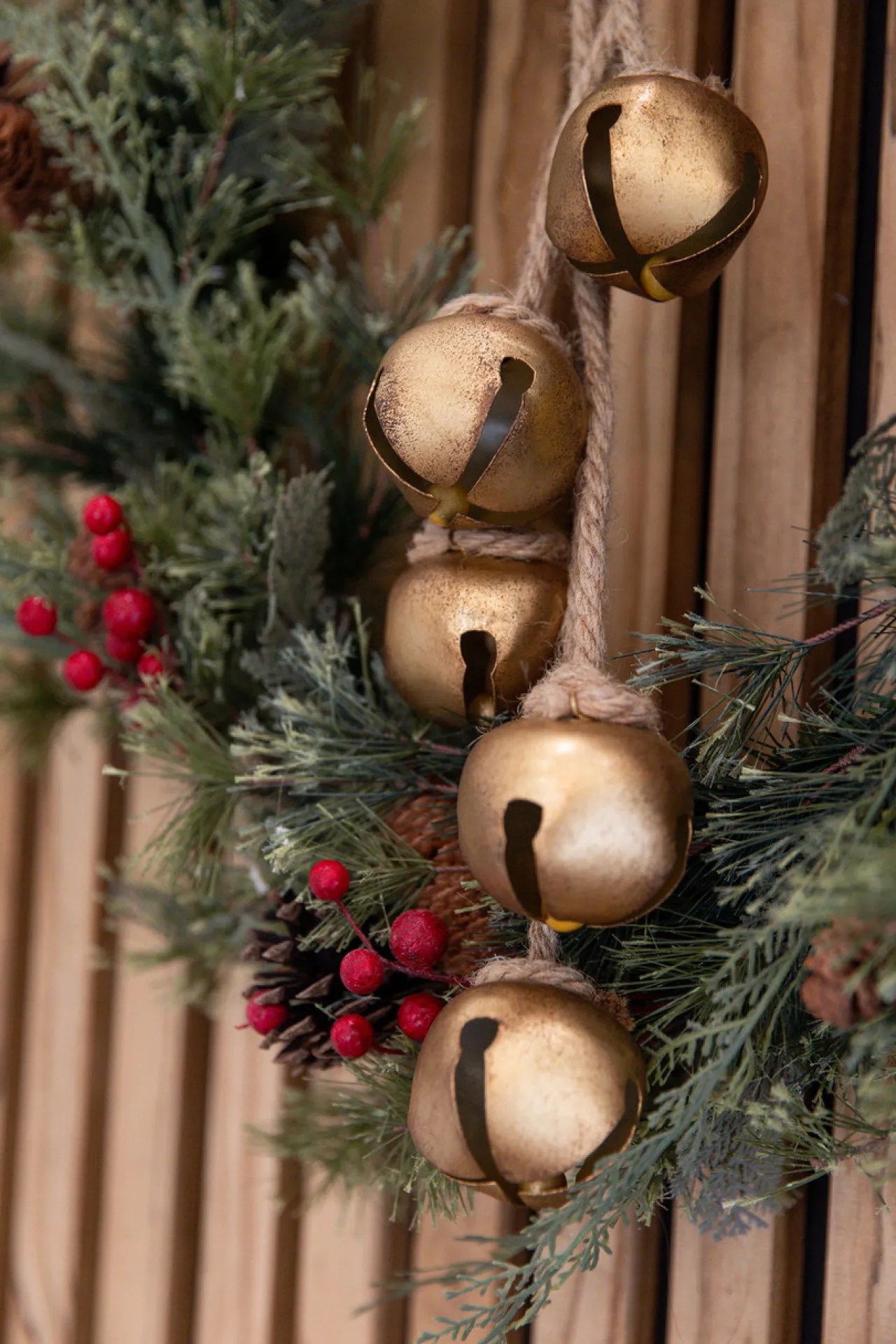 Fashion 20" X 2.5" Metal Bells Ornament Natural Greenery