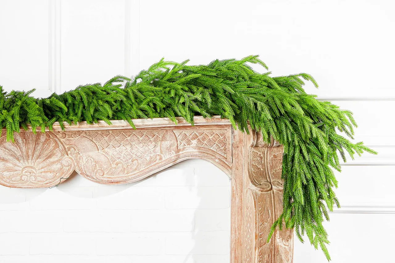 Cheap 60" X 16" Real Touch Deluxe Norfolk Pine Garland Christmas Garlands|Natural Greenery