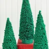Fashion Bottle Brush Trees - Set Of 3 - Green Christmas Accents