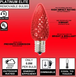 Sale C9 Platinum Elite LED SMD Bulb (25 Bulbs/bag) - Faceted, Red Bulbs|Outdoor Lighting