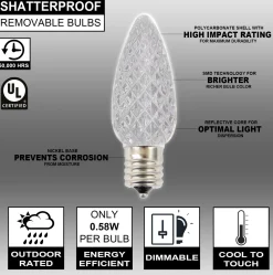 New C9 Wonderful LED SMD Bulb (25 Bulbs/bag) - Faceted, Cool White Bulbs|Outdoor Lighting