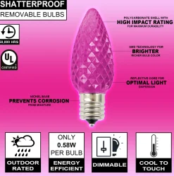 Best Sale C9 Wonderful LED SMD Bulb (25 Bulbs/bag) - Faceted, Pink Bulbs|Outdoor Lighting