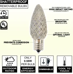 Store C9 Wonderful LED SMD Bulb (25 Bulbs/bag) - Faceted, Pure White Bulbs|Outdoor Lighting