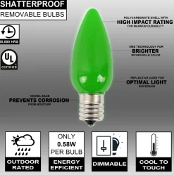 Cheap C9 Wonderful LED SMD Bulb (25 Bulbs/bag) - Frosted, Green Bulbs|Outdoor Lighting