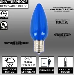 Hot C9 Wonderful LED SMD Bulb (25 Bulbs/bag) - Smooth, Blue Bulbs|Outdoor Lighting