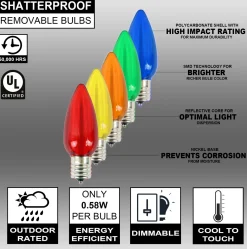 Sale C9 Wonderful LED SMD Bulb (25 Bulbs/bag) - Smooth, Multi Outdoor Lighting|Bulbs