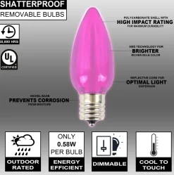 Clearance C9 Wonderful LED SMD Bulb (25 Bulbs/bag) - Smooth, Pink Bulbs|Outdoor Lighting