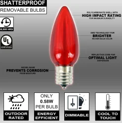 Fashion C9 Wonderful LED SMD Bulb (25 Bulbs/bag) - Smooth, Red Bulbs|Outdoor Lighting