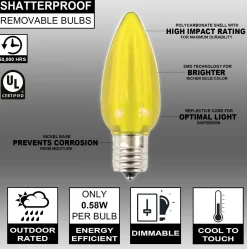 Fashion C9 Wonderful LED SMD Bulb (25 Bulbs/bag) - Smooth, Yellow Bulbs|Outdoor Lighting