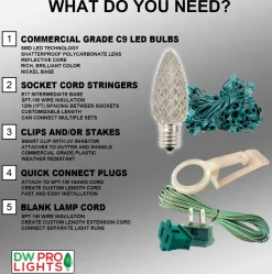 Best Sale C9 Wonderful LED SMD Bulb (25 Bulbs/bag) - Frosted, Red Bulbs|Outdoor Lighting