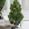 Online Flocked Pine Tree With Plaid Fabric - Medium Christmas Accents
