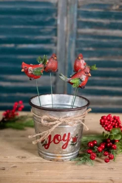 New Galvanized Metal “Joy” Containers - Set Of 2 Christmas Accents