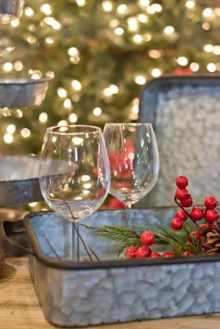 Cheap Galvanized Metal Trays - Set Of 2 Christmas Accents