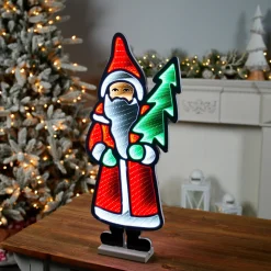 Hot 23.5"H Santa With Tree Infinity Light Infinity Lights|Indoor Lighting