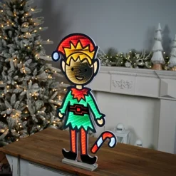 Hot 29"H Elf With Candy Cane Infinity Light Infinity Lights|Indoor Lighting