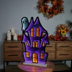 Clearance 23.5"H Haunted House With Ghost Infinity Light Infinity Lights|Indoor Lighting