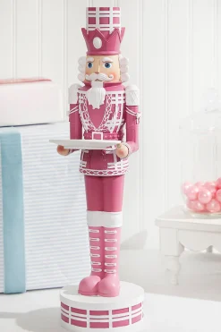Best 20"H Nutcracker With Tray - Pink & White Christmas Accents