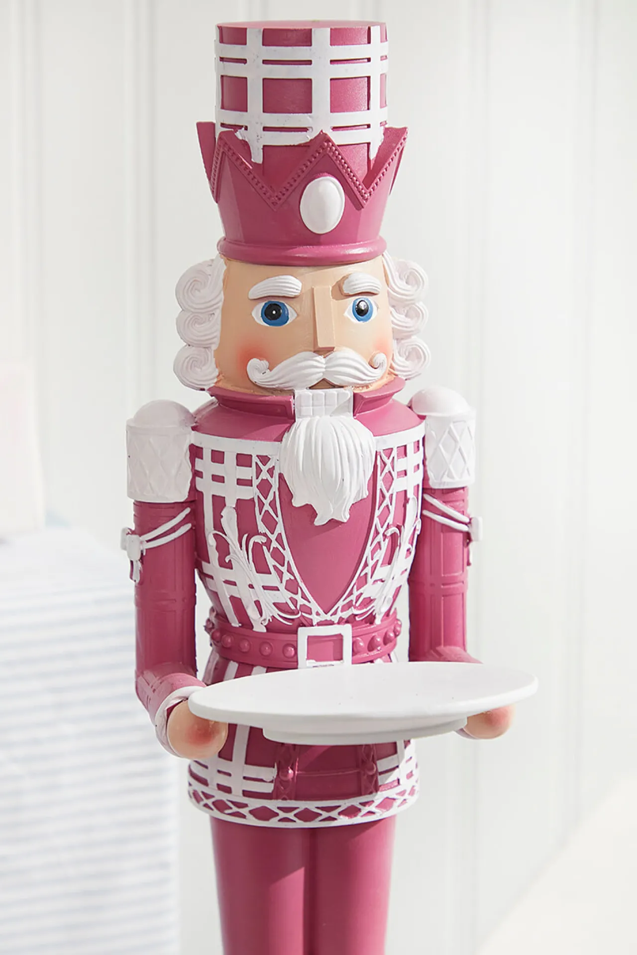 Best 20"H Nutcracker With Tray - Pink & White Christmas Accents