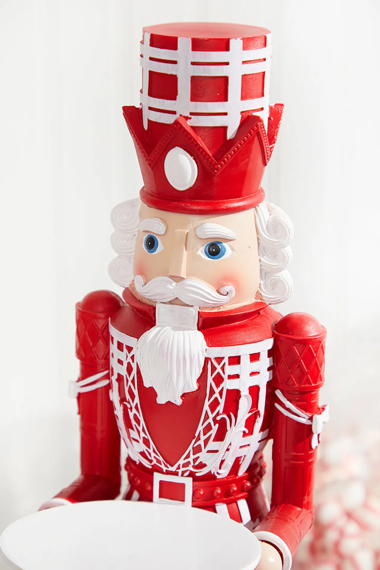 Sale 20"H Nutcracker With Tray - Red & White Christmas Accents