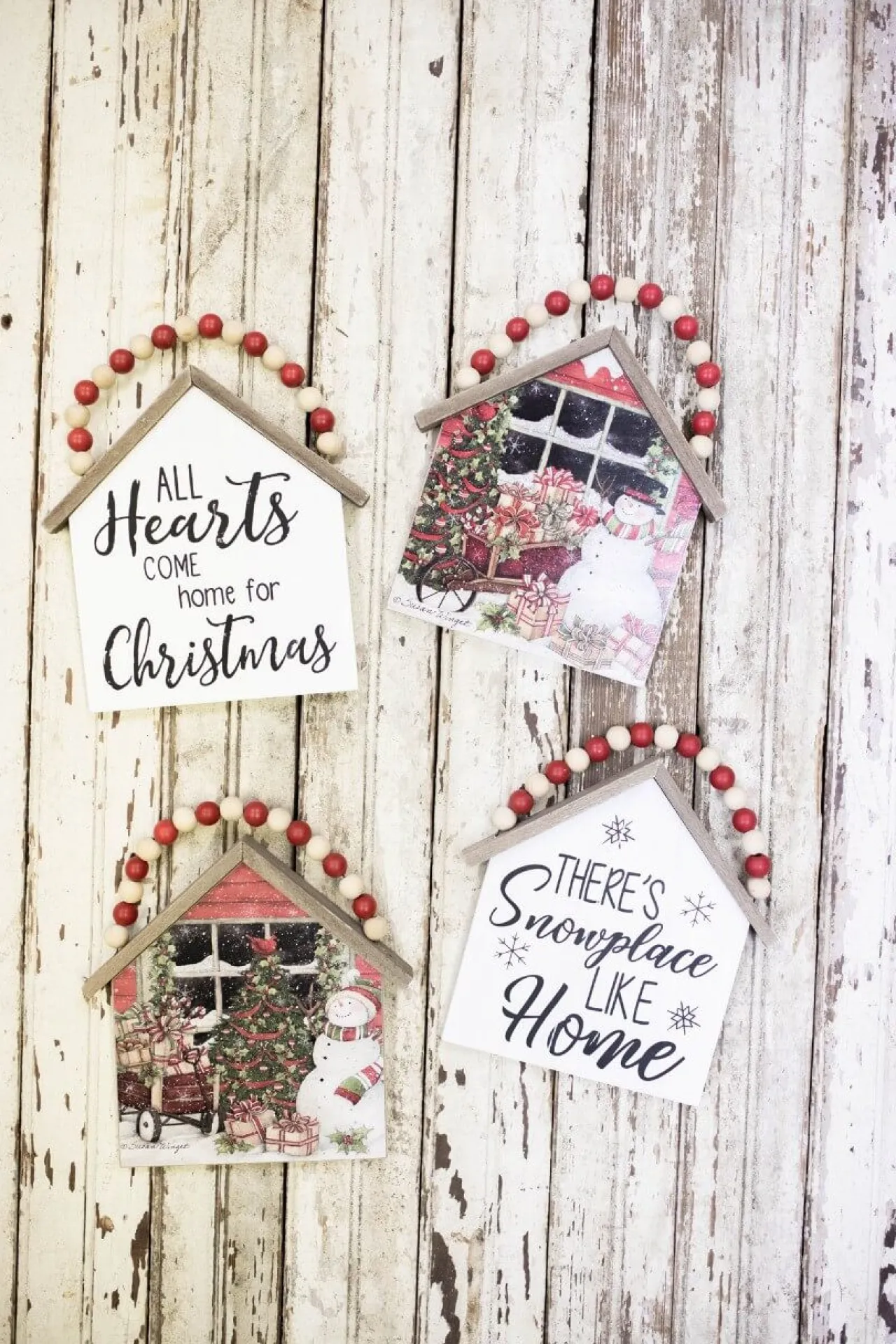 Store 7.5”H Snowman Wall Hanging With Beaded Hanger Christmas Accents