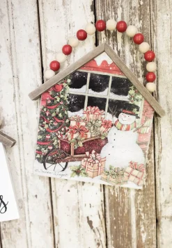 Store 7.5”H Snowman Wall Hanging With Beaded Hanger Christmas Accents