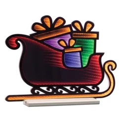 Clearance 24.5"L X 18"H Sleigh With Packages Infinity Light Infinity Lights|Indoor Lighting