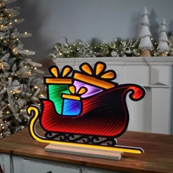 Clearance 24.5"L X 18"H Sleigh With Packages Infinity Light Infinity Lights|Indoor Lighting